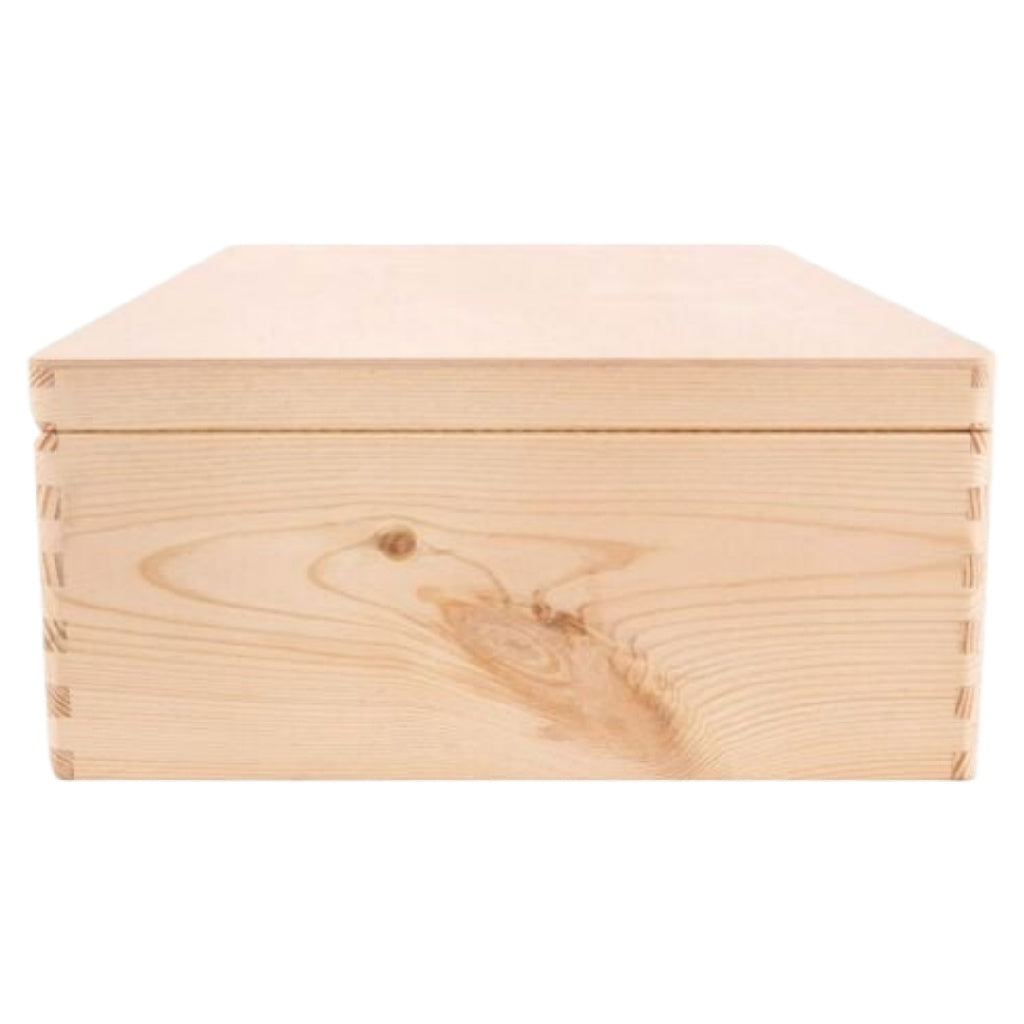 Platte Grenenhouten Opbergdoos met Deksel