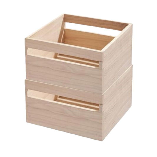 Set van 2 Stapelbare Houten Opbergkratten