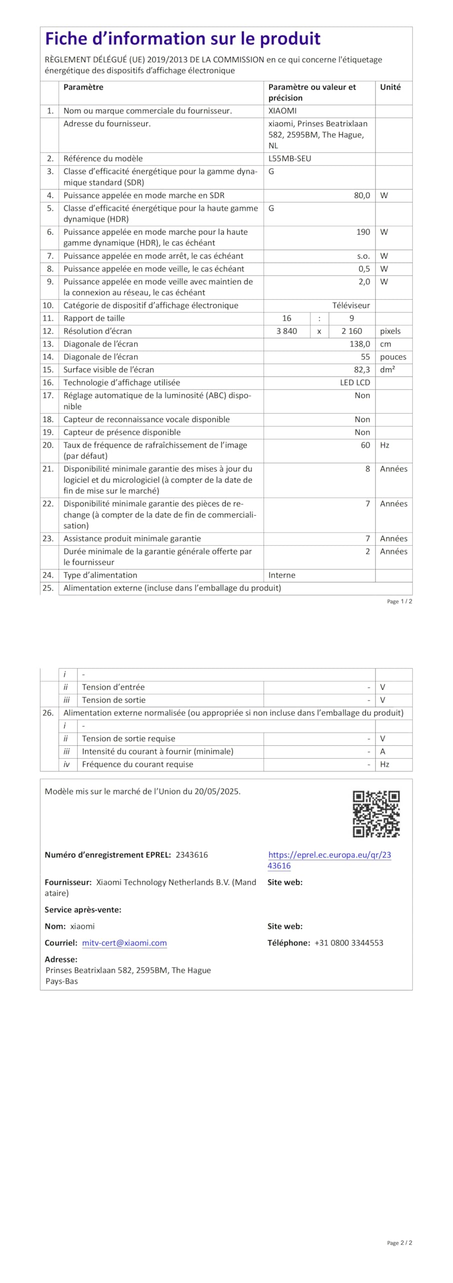 XIAOMI TV S Pro Mini LED 55, Smart TV, Dolby Vision, Dolby Atmos, QLED 4K, 144Hz, Google TV, HDR10+, Triple Tuner, DVB T2, MEMC, DTS-X, Harman AudioEFX, Prime Video, Google Assistant, AirPlay2