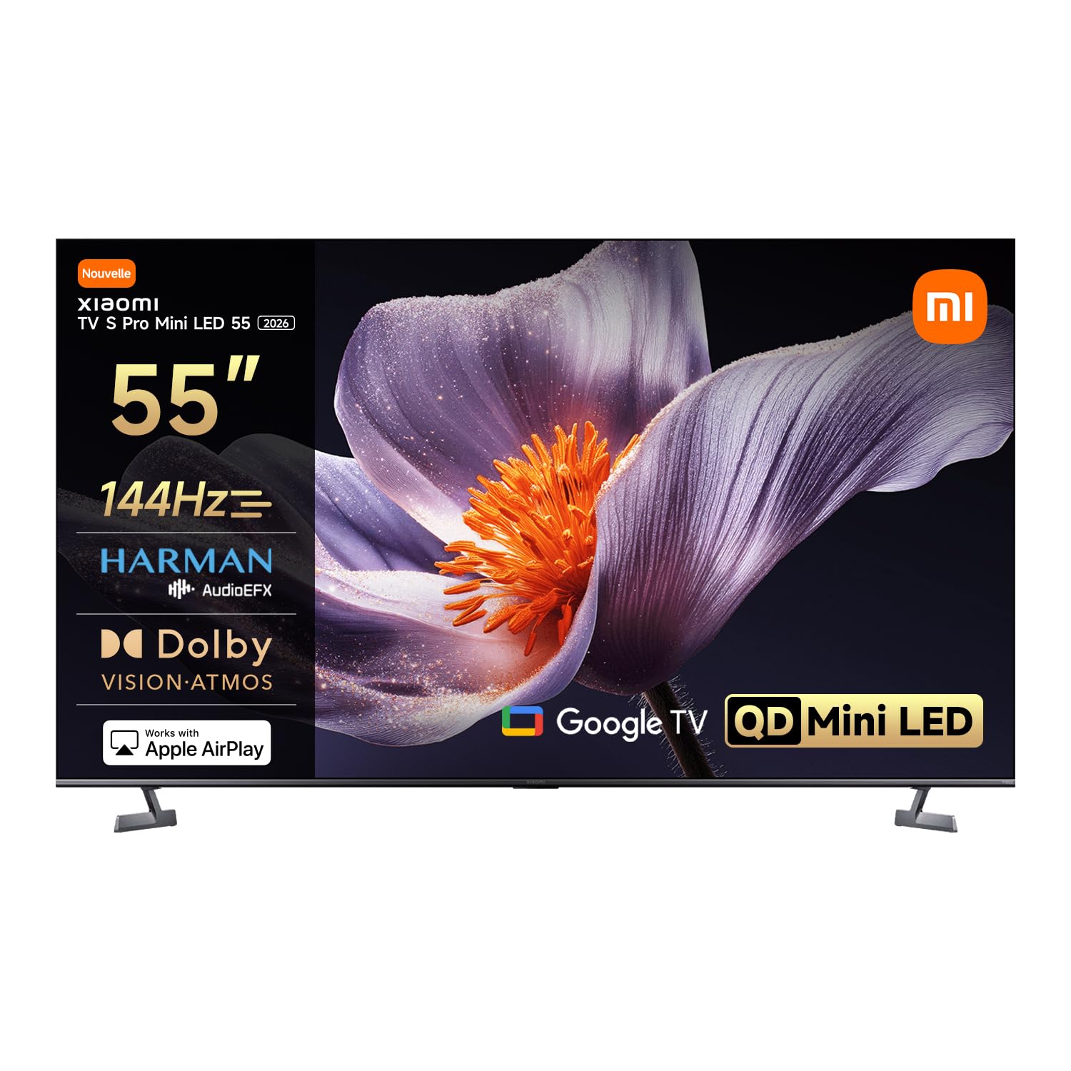 XIAOMI TV S Pro Mini LED 55, Smart TV, Dolby Vision, Dolby Atmos, QLED 4K, 144Hz, Google TV, HDR10+, Triple Tuner, DVB T2, MEMC, DTS-X, Harman AudioEFX, Prime Video, Google Assistant, AirPlay2