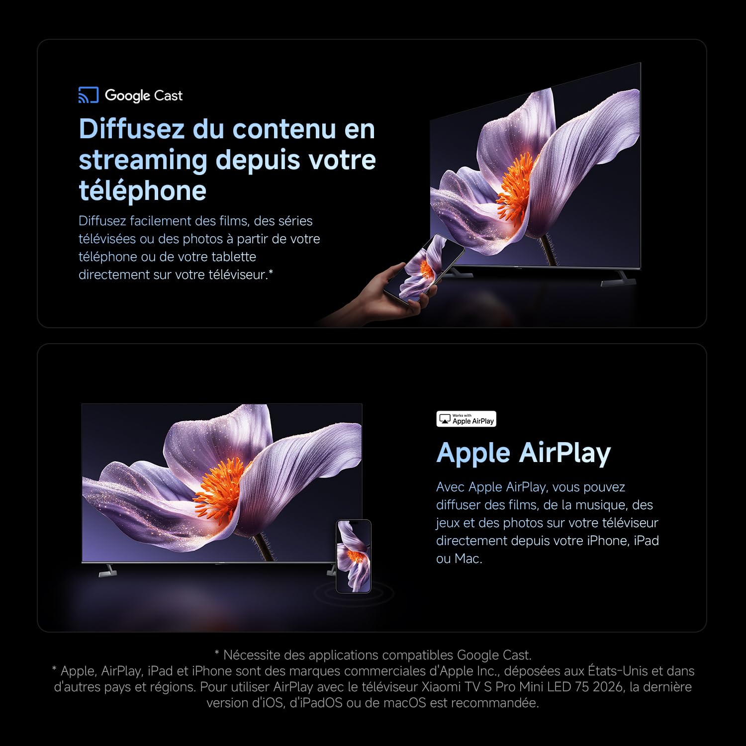 XIAOMI TV S Pro Mini LED 55, Smart TV, Dolby Vision, Dolby Atmos, QLED 4K, 144Hz, Google TV, HDR10+, Triple Tuner, DVB T2, MEMC, DTS-X, Harman AudioEFX, Prime Video, Google Assistant, AirPlay2